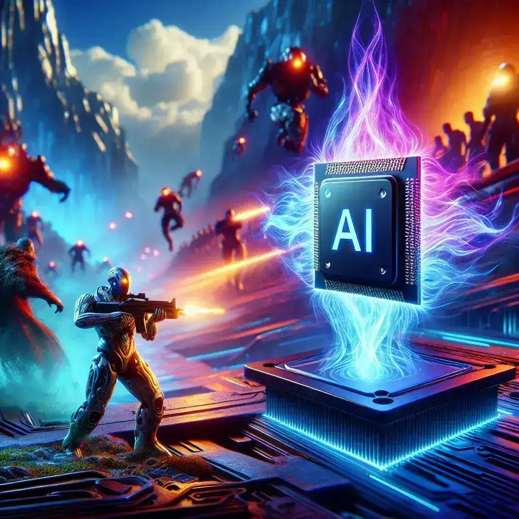 "Imagen que muestra un procesador optimizado con inteligencia artificial instalado en una computadora gaming, destacando su impacto en el rendimiento de los videojuegos."