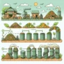 "Proses inovatif pengolahan sampah organik dari pasar tradisional menjadi kompos, menampilkan alat dan bahan yang digunakan dalam sistem ramah lingkungan."