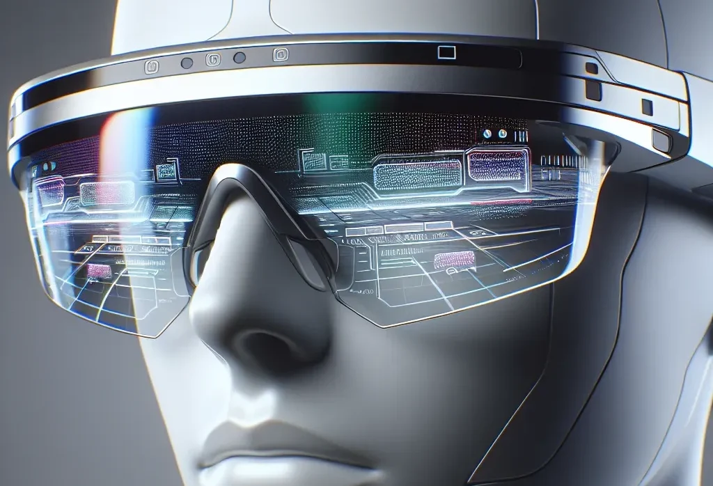 "Paneles MicroLED desarrollados por BOE para gafas de realidad aumentada, mostrando tecnología avanzada y diseño innovador en el sector de la visualización AR."