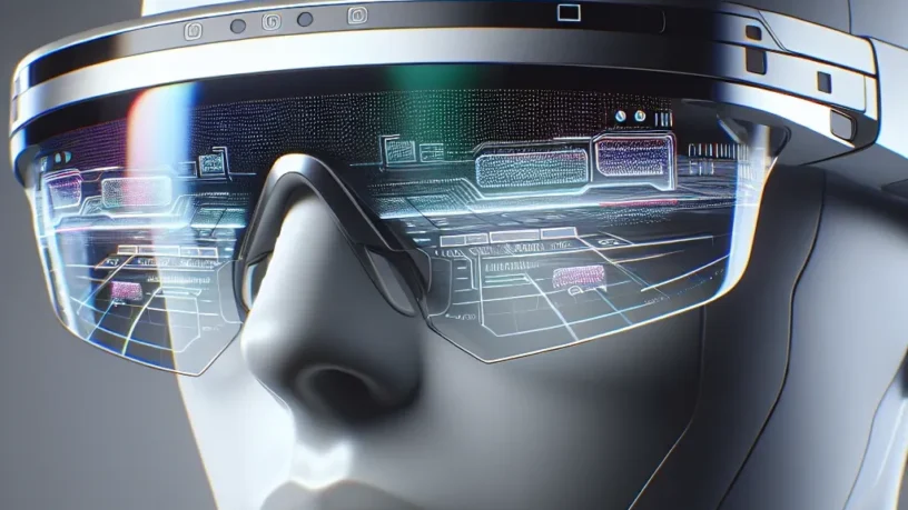 "Paneles MicroLED desarrollados por BOE para gafas de realidad aumentada, mostrando tecnología avanzada y diseño innovador en el sector de la visualización AR."