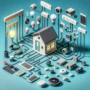 "Diagrama ilustrativo de un sistema de domótica DIY asequible, mostrando componentes esenciales y conexiones clave para maximizar el hogar inteligente con un presupuesto limitado."