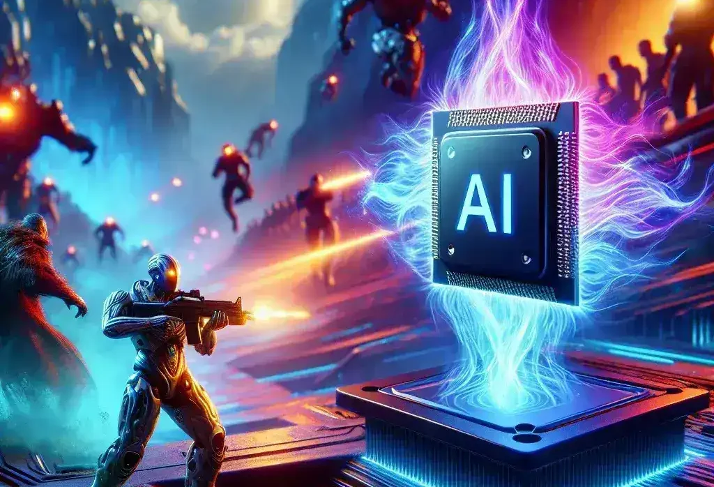 "Imagen que muestra un procesador optimizado con inteligencia artificial instalado en una computadora gaming, destacando su impacto en el rendimiento de los videojuegos."