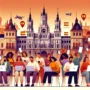 "Imagen de un ciudadano español utilizando un sistema de votación online en un ayuntamiento, representando la modernización de procesos democráticos en España."