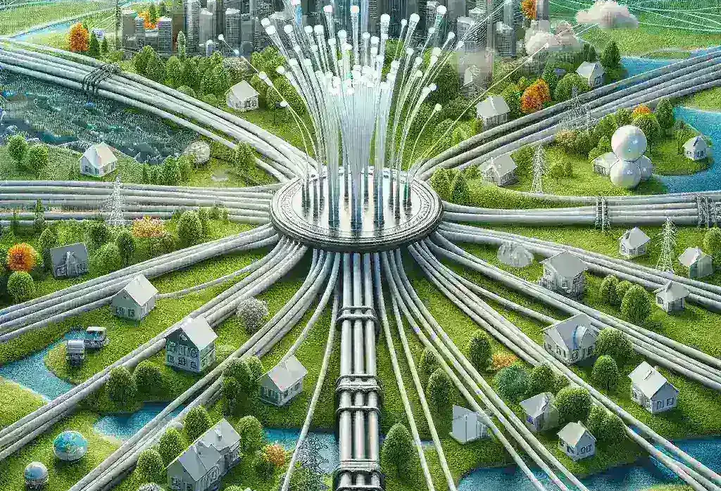 "Infografía sobre la regulación de la CNMC para el despliegue de fibra óptica compartida en España, destacando las nuevas condiciones y beneficios para proveedores y consumidores."